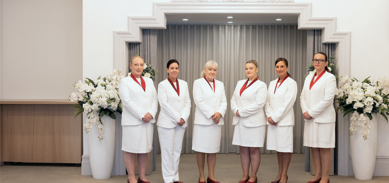 funeral director with family