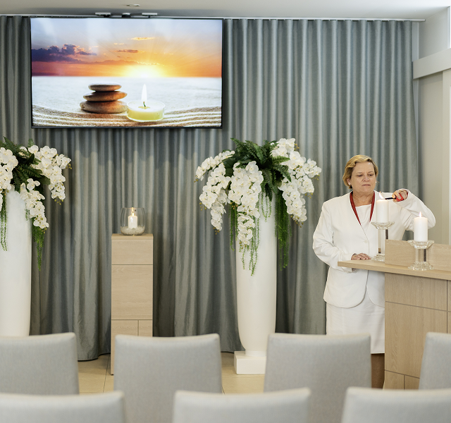 funeral director in chapel